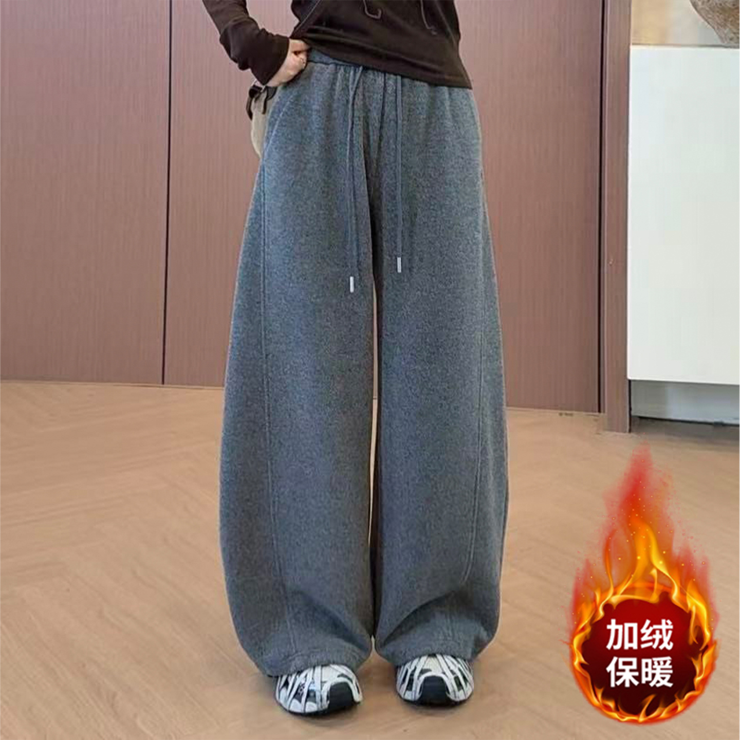 超火的加绒裤子女冬季弯刀裤