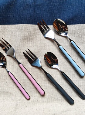 意大利进口Mepra家用彩色多色儿童勺蛋糕水果叉咖啡勺甜品勺pinti