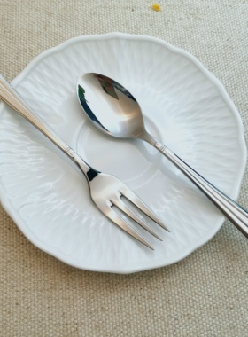 意大利进口18/10不锈钢复古纹英式下午茶甜品勺咖啡勺茶勺甜品叉