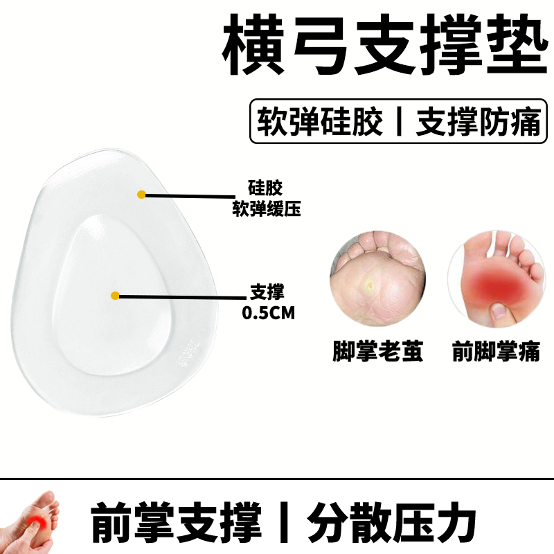 横弓塌陷专用足横弓支撑跖骨拓骨垫前掌垫趾骨减压跖痛籽骨