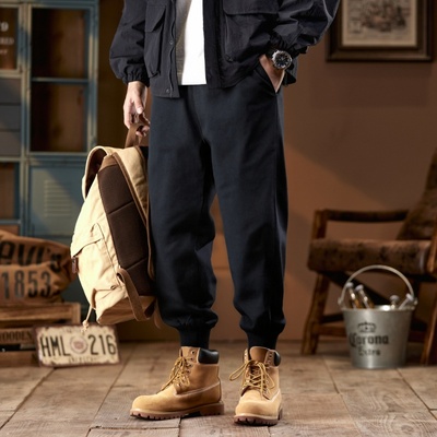 2026新款春季男士运动休闲长裤束脚修身卫裤潮牌垂感束脚棉裤