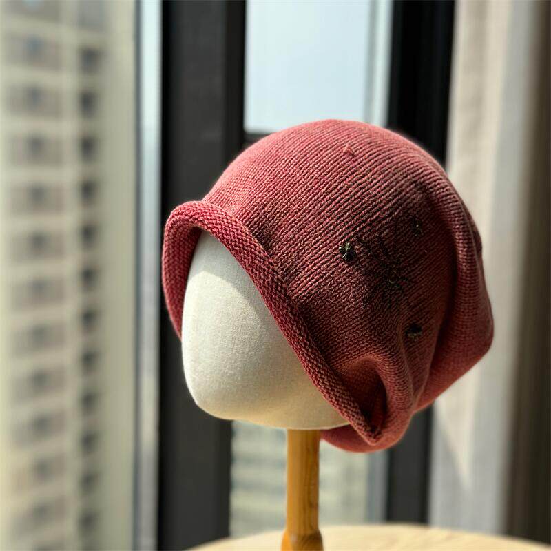 做旧复古太阳针织帽子女时尚慵懒