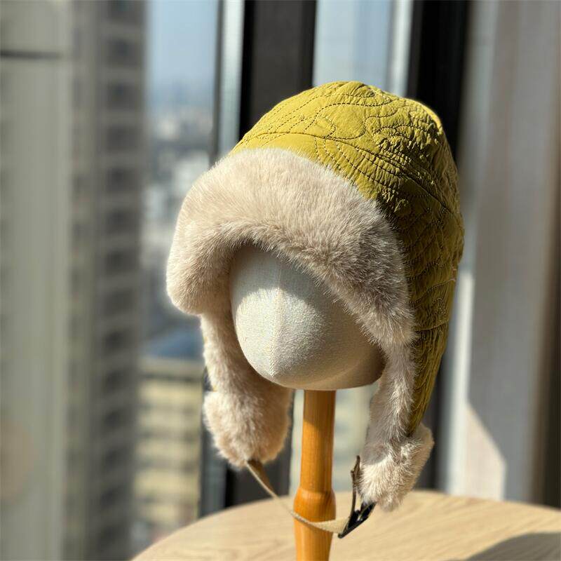 简约雷锋帽女冬天加厚毛绒骑车子