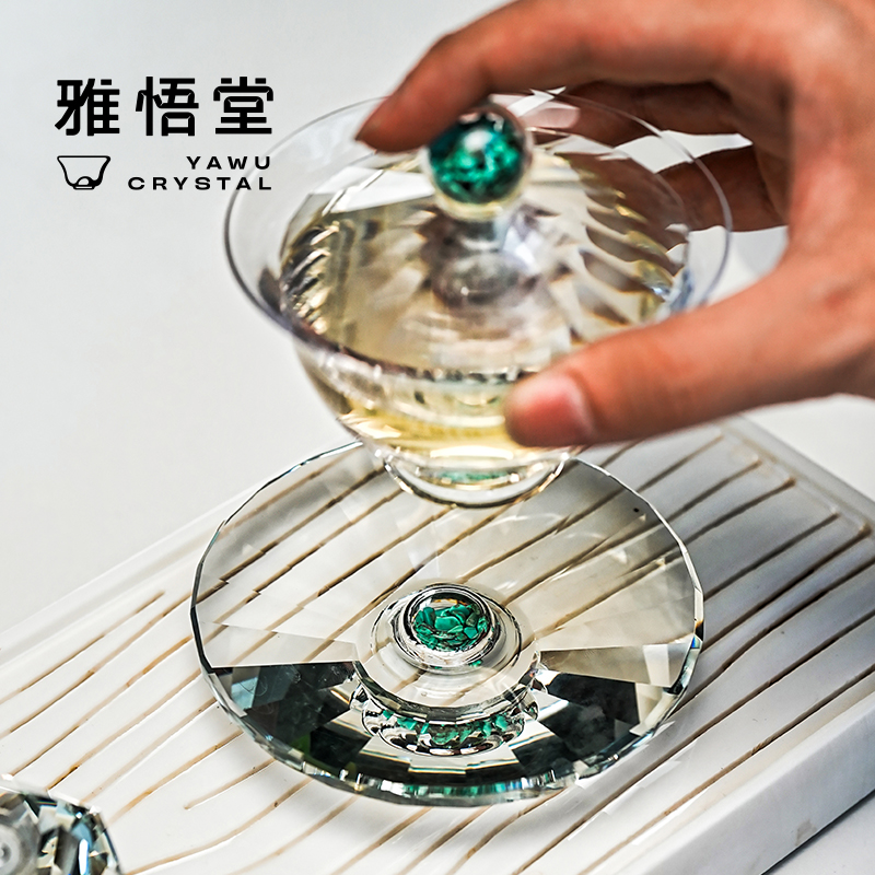 伍家坊 绿松石水晶壶承玻璃茶道配件手工简约现代茶具家用器皿