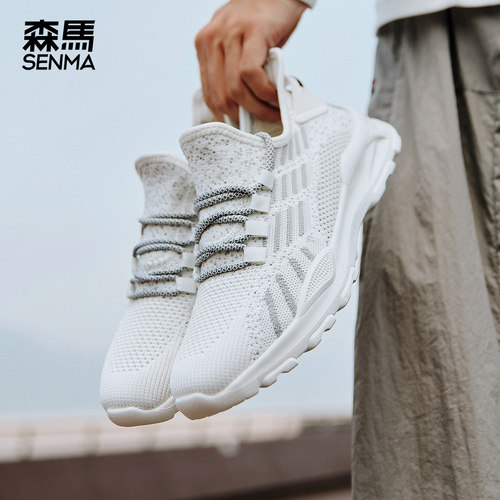 森马飞织透气轻便青少年跑步鞋子