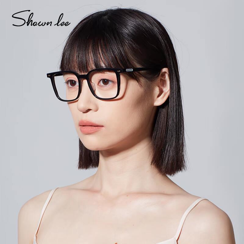 Shawnlee素颜神器眼镜女显脸小黑色板材镜框架男女款近视可配度数