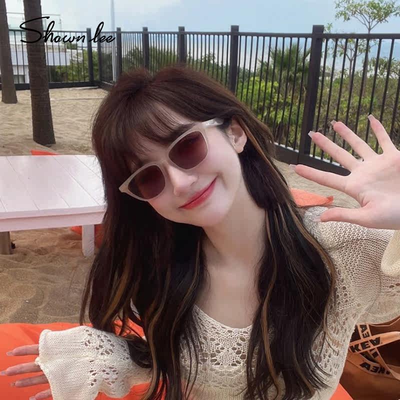 Shawnlee2026新款奶茶色墨镜女高级感小脸方形窄框太阳镜防紫外线