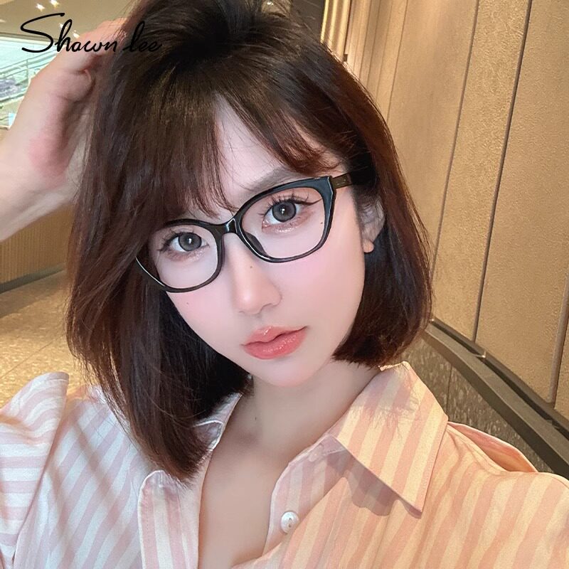Shawnlee素颜神器眼镜女显脸小窄框近视镜框平光镜复古猫眼眼镜框