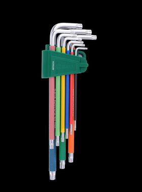 世达彩虹系列9件特长内六角扳手组套09103CH 09702CH中孔花形扳手