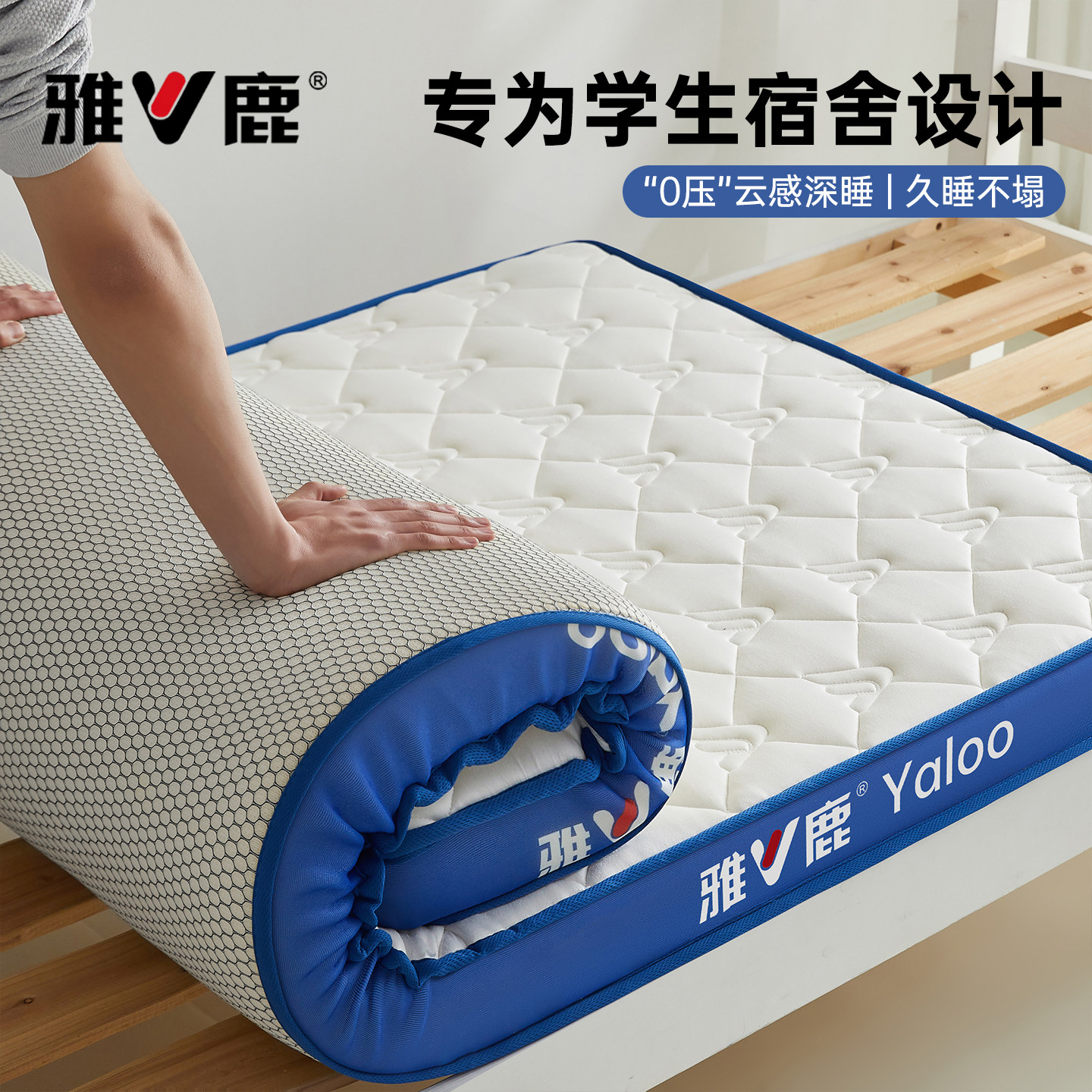 雅鹿床垫乳胶软垫家用卧室租房记忆棉学生宿舍单人海绵榻榻米垫子