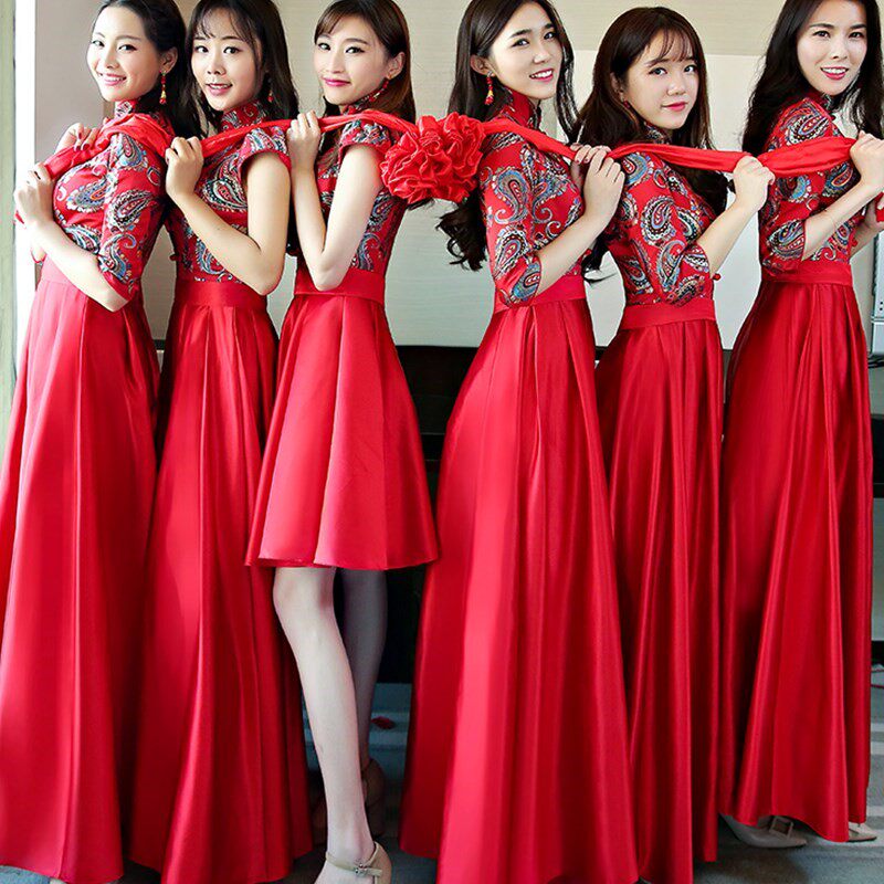 Promotion new pattern Bridesmaid clothing Chinese style 2019 banquet have more cash than can be accounted for bride Sisters skirt marry wedding Ceremonyin the Women's clothing/Boutique , Wedding/Cheongsam/Formal dress , Formal dress/Evening  category - from Buy2taobao.com to provide professional Taobao agent buy service