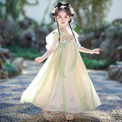 女童汉服童夏季古装儿童中国风薄款古风超仙小女孩唐装连衣裙