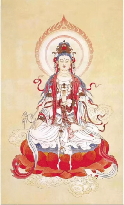 国画纯手绘佛像观音菩萨画像地藏王菩萨画像画像大小可定制35*70