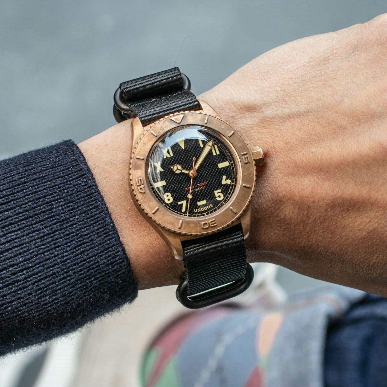 undone复古真皮夜光自动机械手表