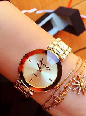 代购正品Anne Klein女表气质时尚镶钻小众金色钢带手表AK1362CHGB