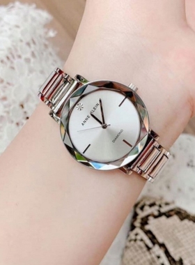 代购Anne Klein正品手表几何钻石切边镶钻月光银钢带女表3279SVSV