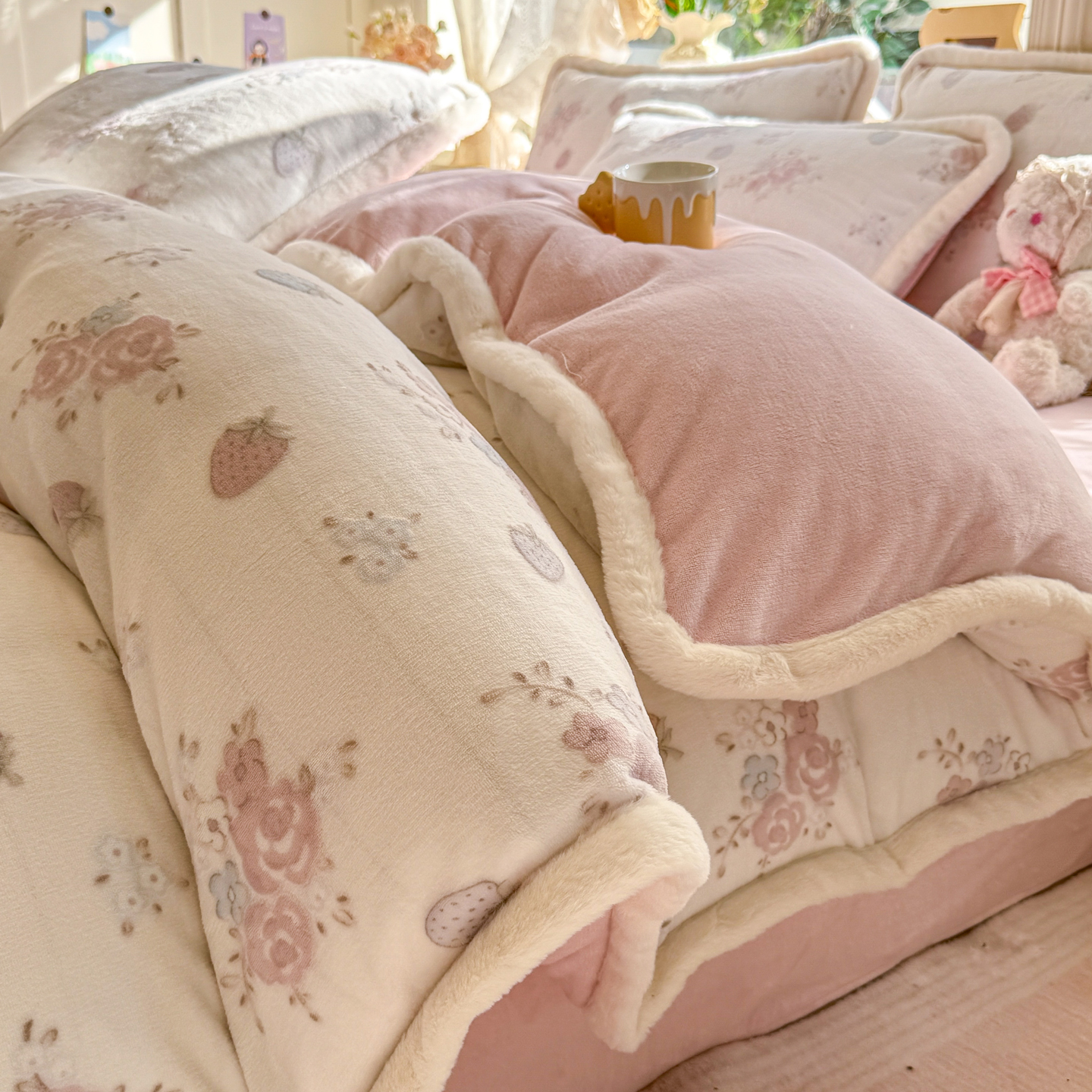 冬季烂花牛奶绒床上四件套2025新款床品珊瑚绒加厚床单被罩三件套