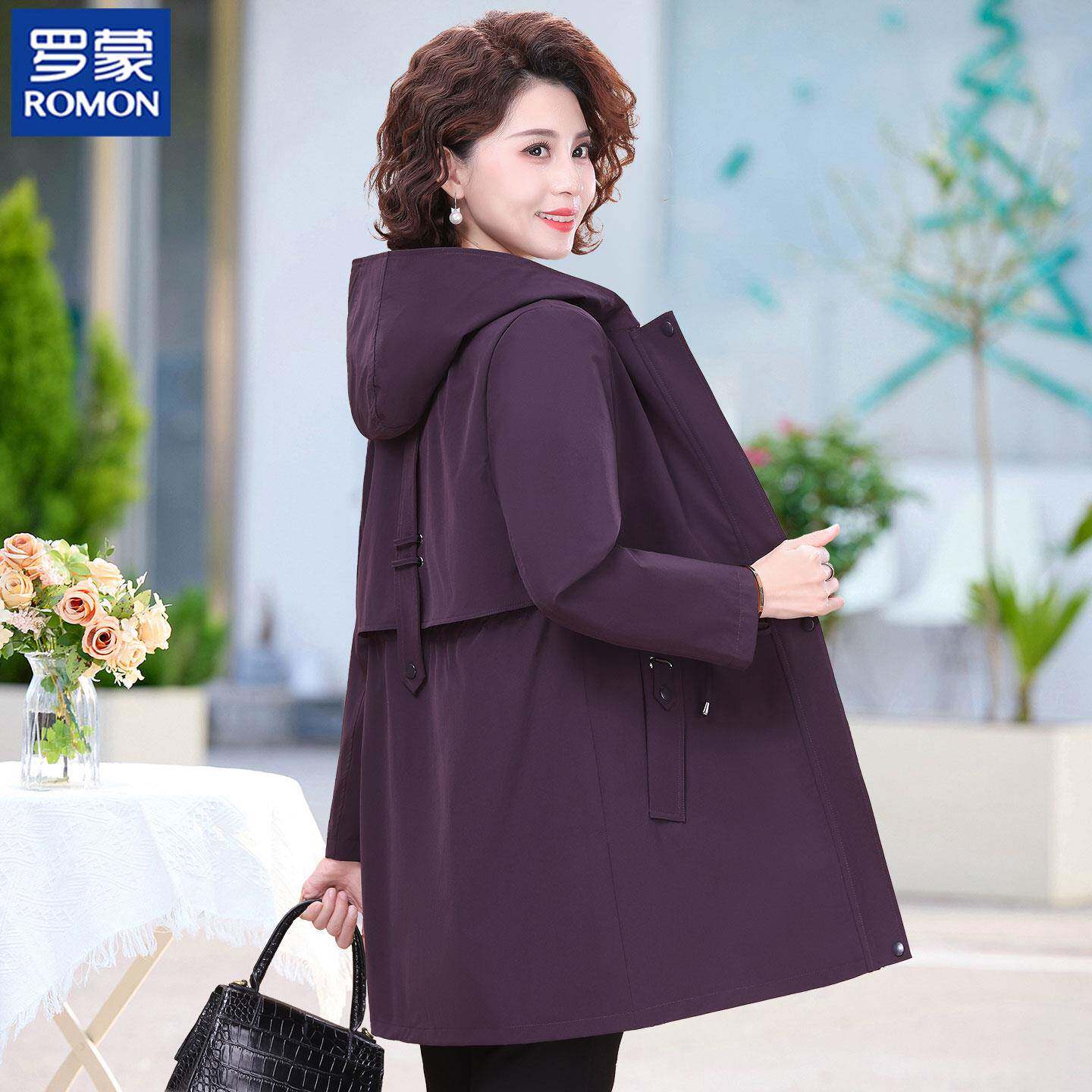 罗蒙品牌妈妈春秋外套洋气2026新款中老年人女春装休闲风衣中长款