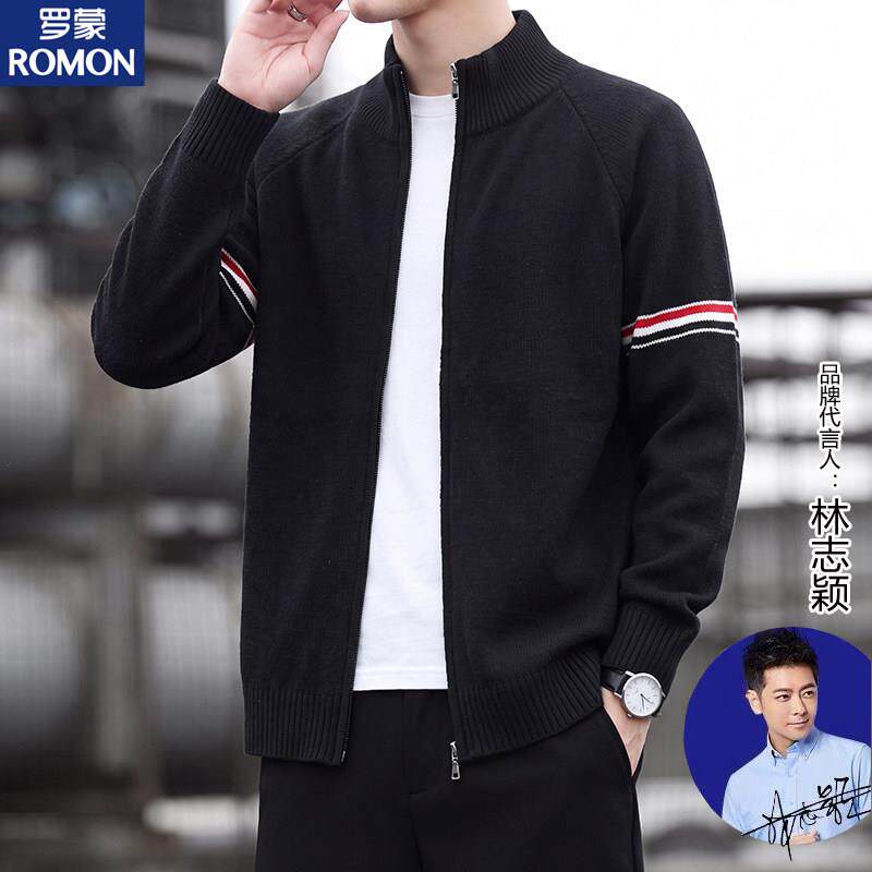 罗蒙立领开衫毛衣男2026新款外穿针织衫弹力休闲外套春秋款毛线衣