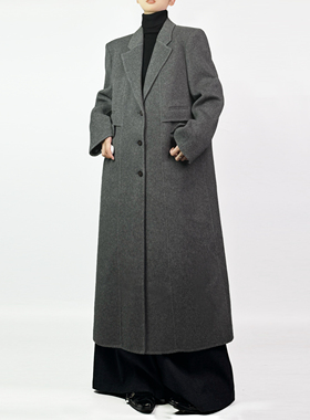 解余 JIEYU 2025秋冬新款戗驳领正肩羊毛大衣长款外套