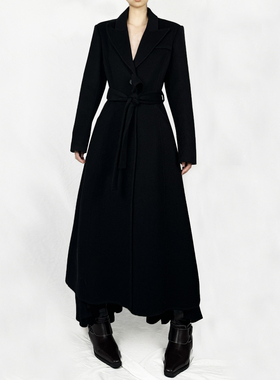 解余 JIEYU 秋冬高级收腰羊毛长款大衣外套
