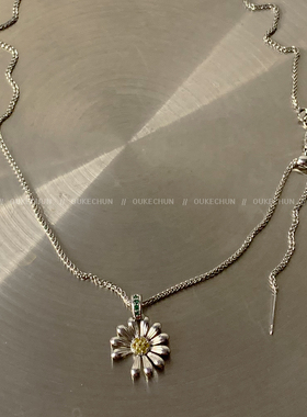 小众轻奢ins嘻哈小雏菊抽拉项链