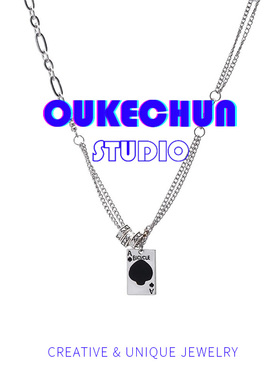 项链oukechun甜酷黑桃高级感男