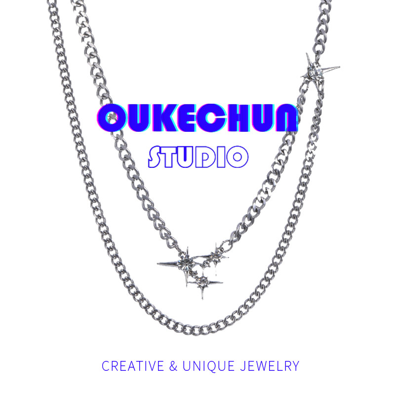 合金钛钢链条女双层叠戴