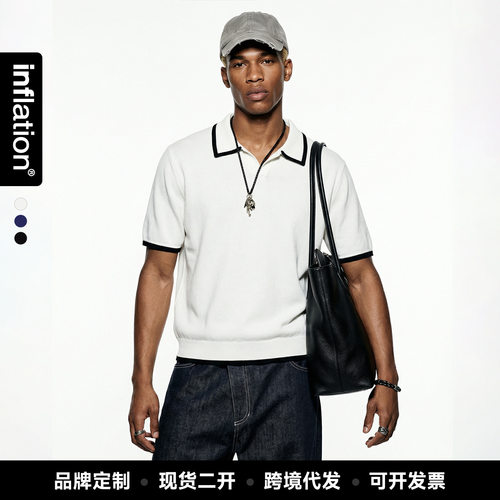捷展男装|老钱风撞色polo领短袖T恤上衣2026年夏季新品美式针织衫