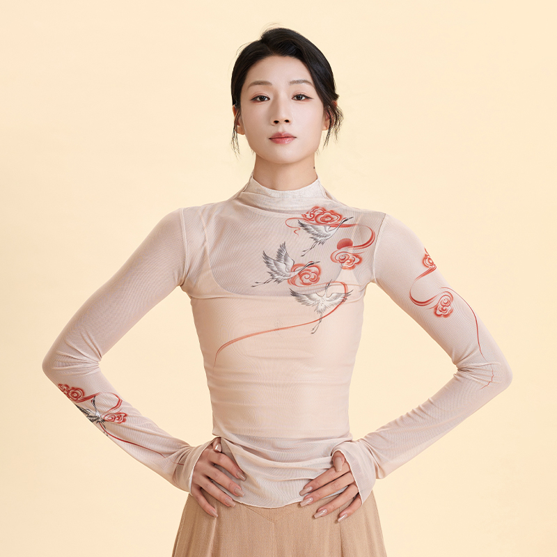 诗意花朵云间鹤古典风纱衣