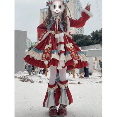 圣诞新年战袍中华风Lolita裙过年拜年服洛丽塔可爱公主裙洋装冬款