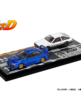 日本动漫社 1:64 AE85 Subaru GC8 头文字D双车套装 合金汽车模型