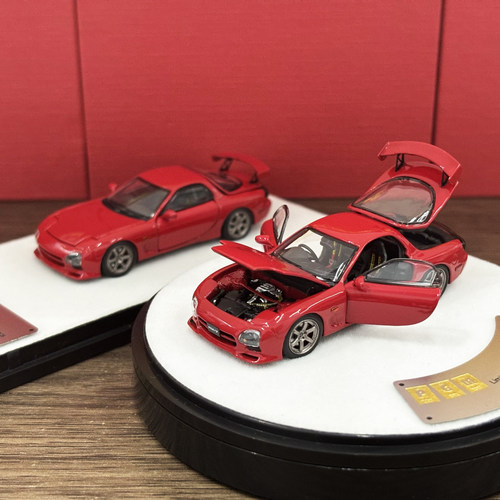 PGM 1:64 马自达 Mazda RX7 红色 合金全开 仿真汽车模型