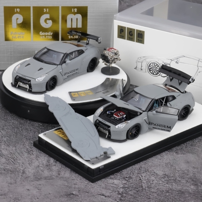 PGM 1:64 尼桑 GTR R35 PANDEM 火箭兔 战斗灰 仿真汽车模型