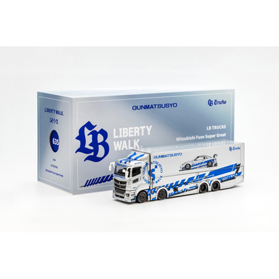 GCD 1:64 LB TRUCKS 三菱 Fuso Super Great 拖车 合金汽车模型