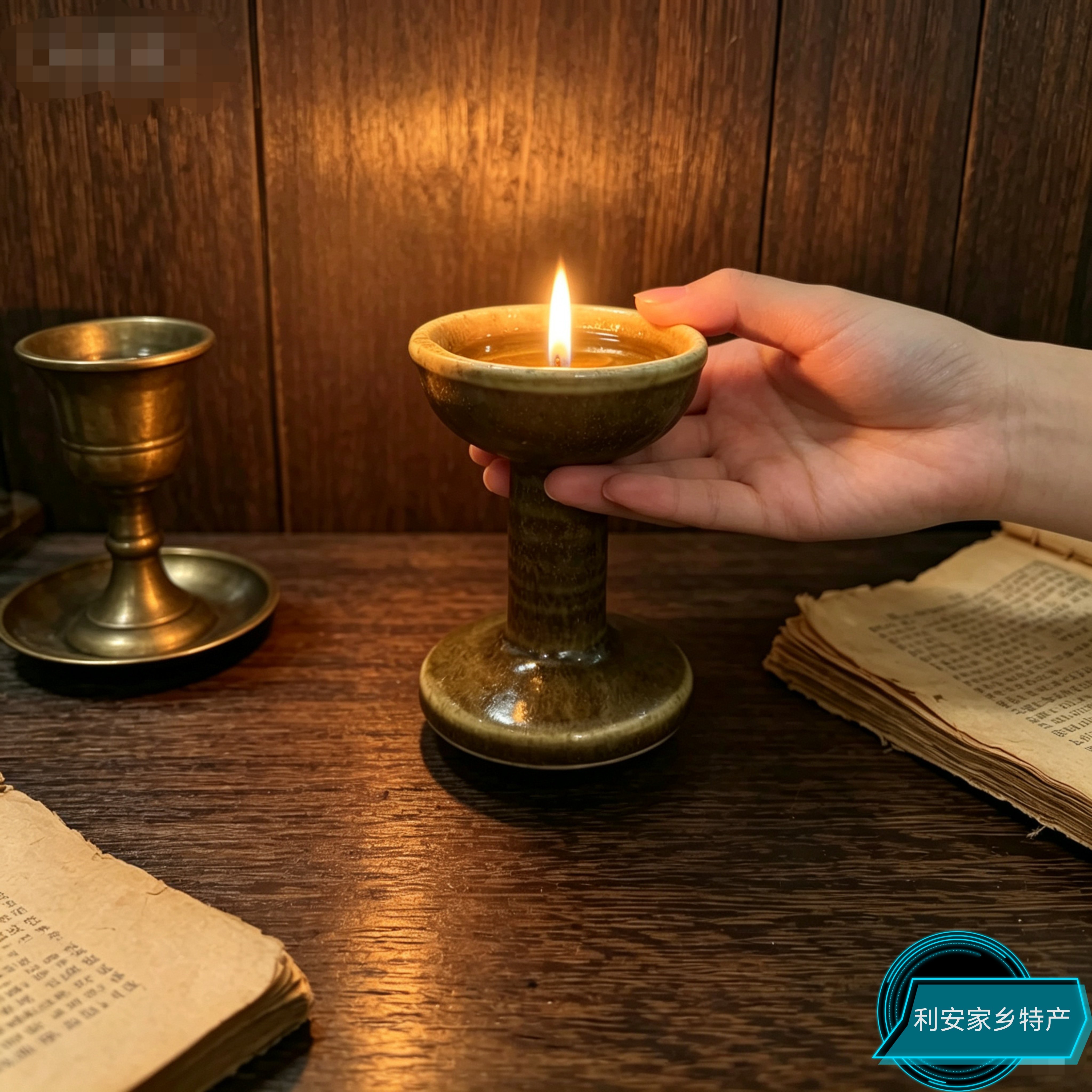 中式手工土陶仿古酥油灯烛台