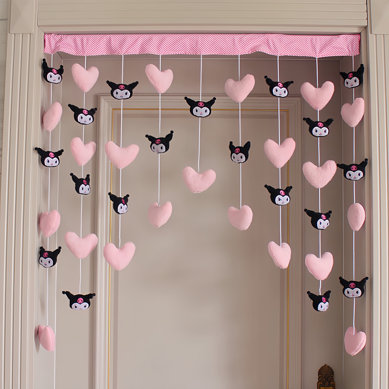 库洛米粉爱心线帘珠帘卧室隔断玄关窗帘学校幼儿园儿童门帘少女心