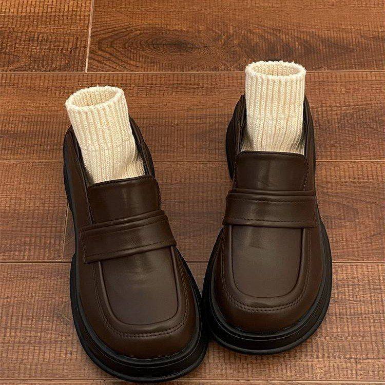 日系学院风厚底基础款jk小皮鞋女2024法式夏秋中跟韩版圆头单鞋潮