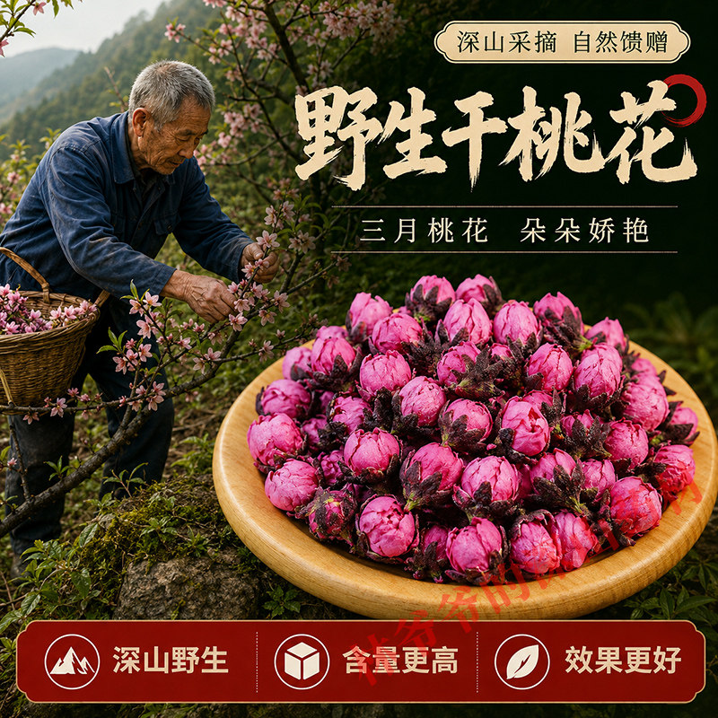 深山野生干桃花500g正品中药材