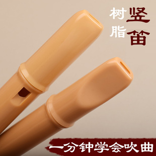 树脂扁嘴圆嘴六孔竖笛初学演奏成人儿童A六孔F入门便携小乐器G调