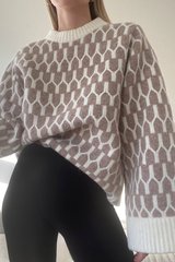 瑞典代购Stylein宽松羊毛黑白图案提花针织毛衣宽大的袖子