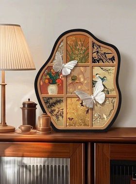 中古风客厅桌面蝴蝶摆件宋代美学茶台电视柜场景布置复古软装摆台