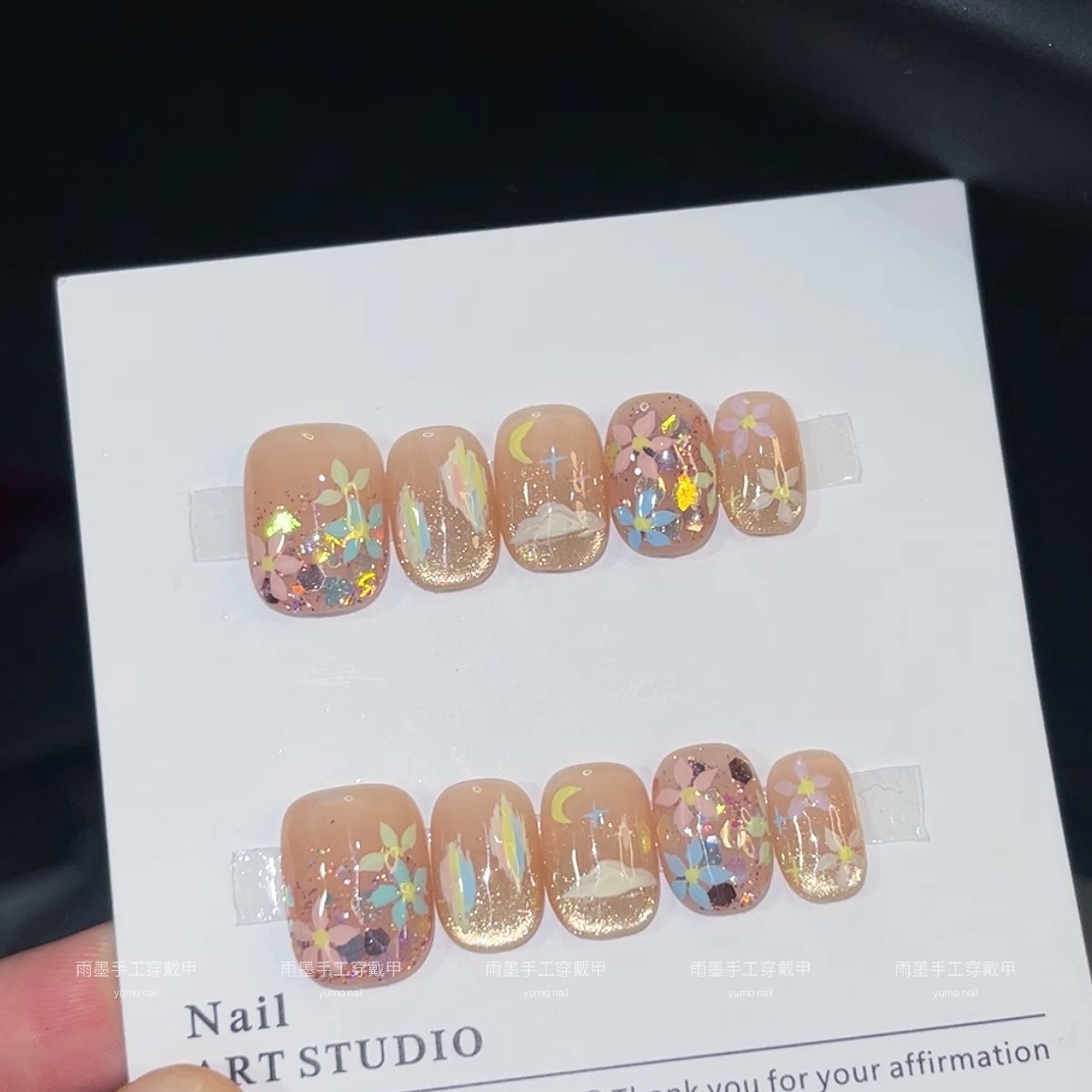 雨墨纯手工穿戴甲油画气质