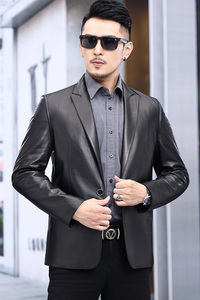 DLSN98110男士2021秋冬新款海宁休闲绵羊皮真皮皮衣男西装图片