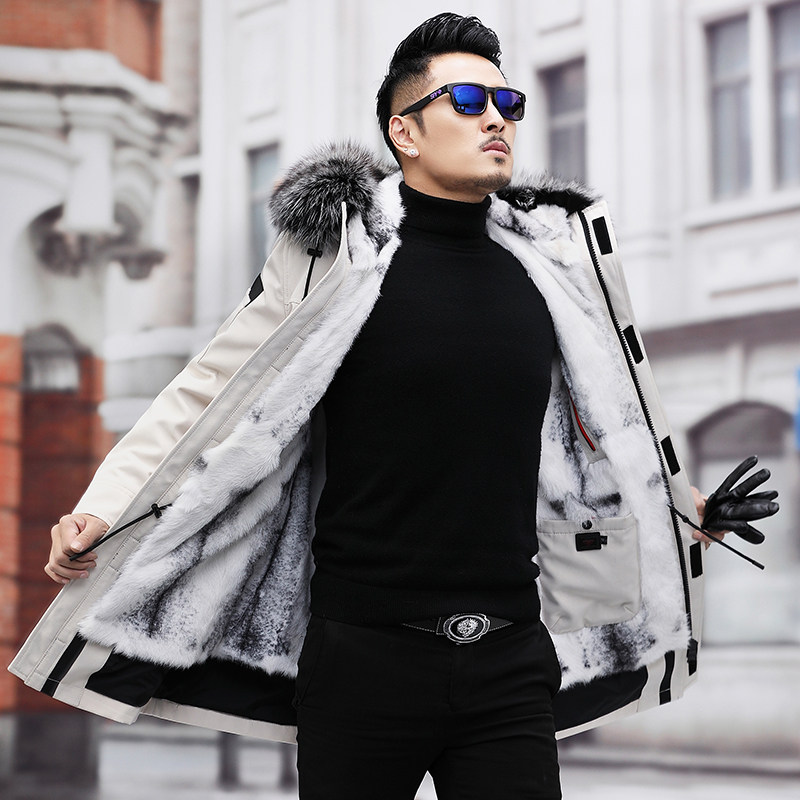 PK118冬季新款派克服男连帽保暖外套貂皮大衣男士皮草P1680，男装皮衣，电商B360