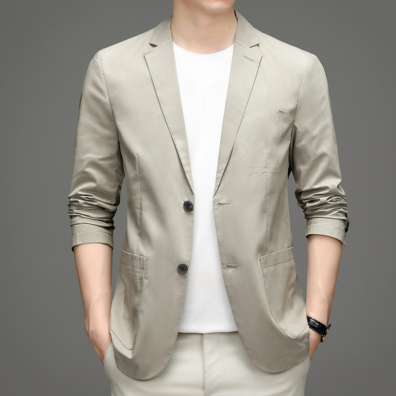 D6628803男式秋2021新款西装男西服简约外套修身商务休闲男装图片
