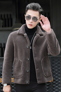 XK6112023冬季新款羊剪绒外套男两面穿夹克商务皮草男装P410