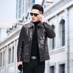 YP-PK2086冬季男式绵羊皮真皮皮衣男水貂内胆皮克服P4300图片