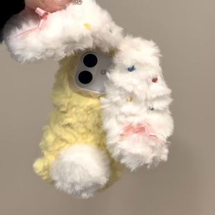 10手机壳K11X 全包A2 Reno14 A3防摔A58X女FINDX7 9PRO 毛绒大耳朵兔子适用OPPO 8可爱A72日韩A93S