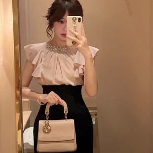 富家千金日系甜美收腰显瘦高级感连衣裙蕾丝拼接包臀短裙子女夏季